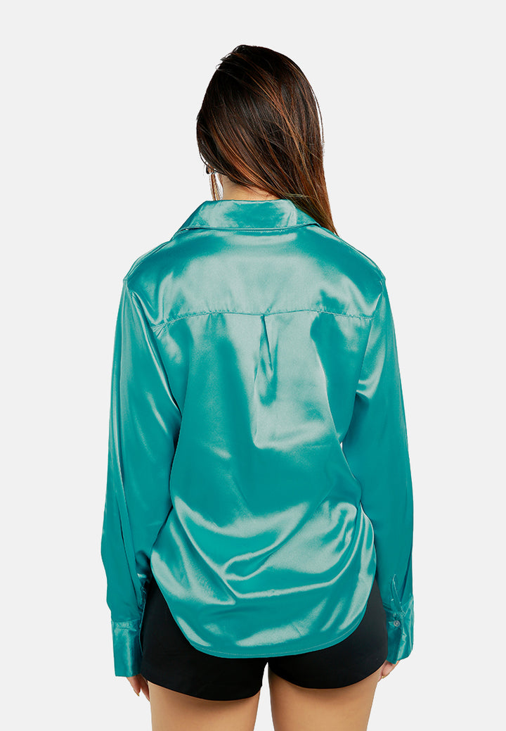 long sleeve satin shirt blouse#color_aqua