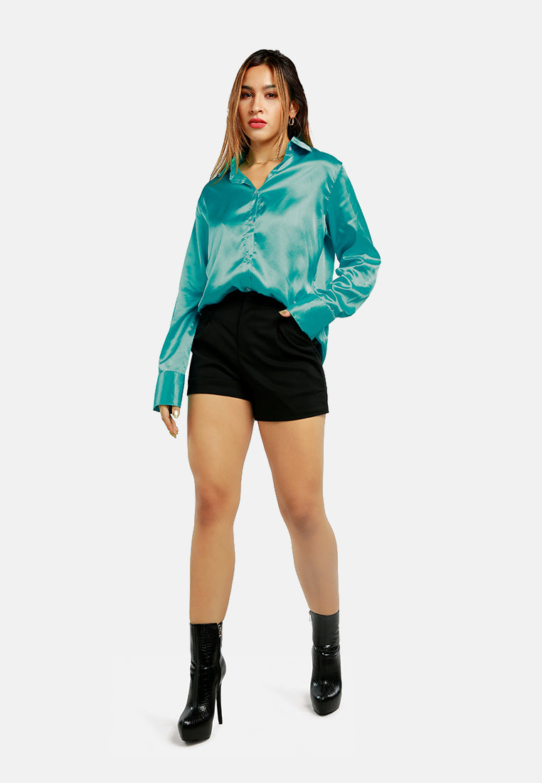 long sleeve satin shirt blouse#color_aqua