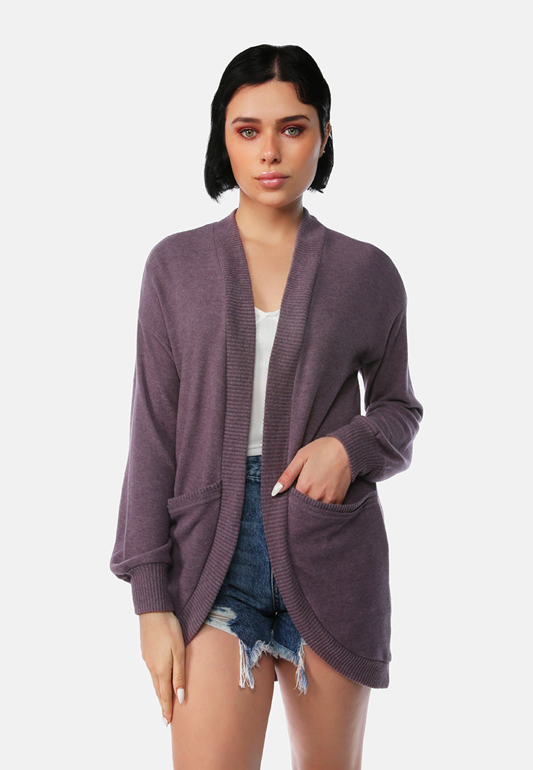 long sleeves knit cardigan#color_dark-purple
