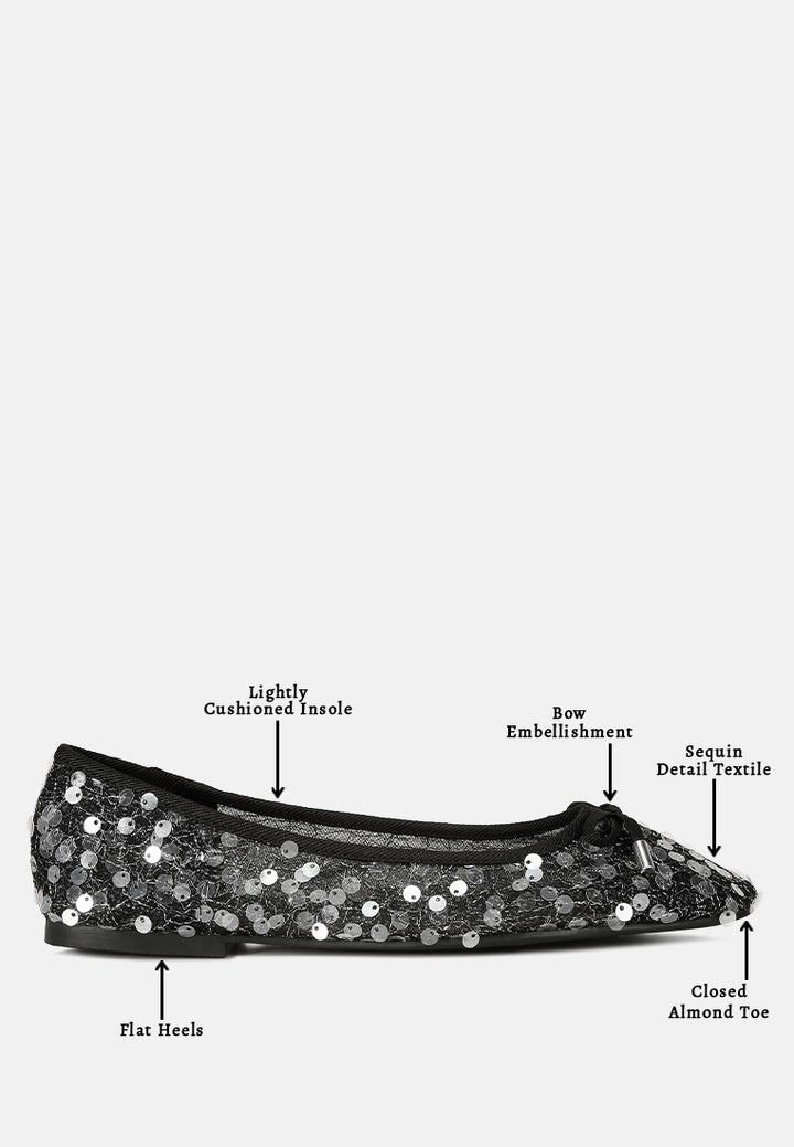 sequin embellished sheer ballet flats#color_black