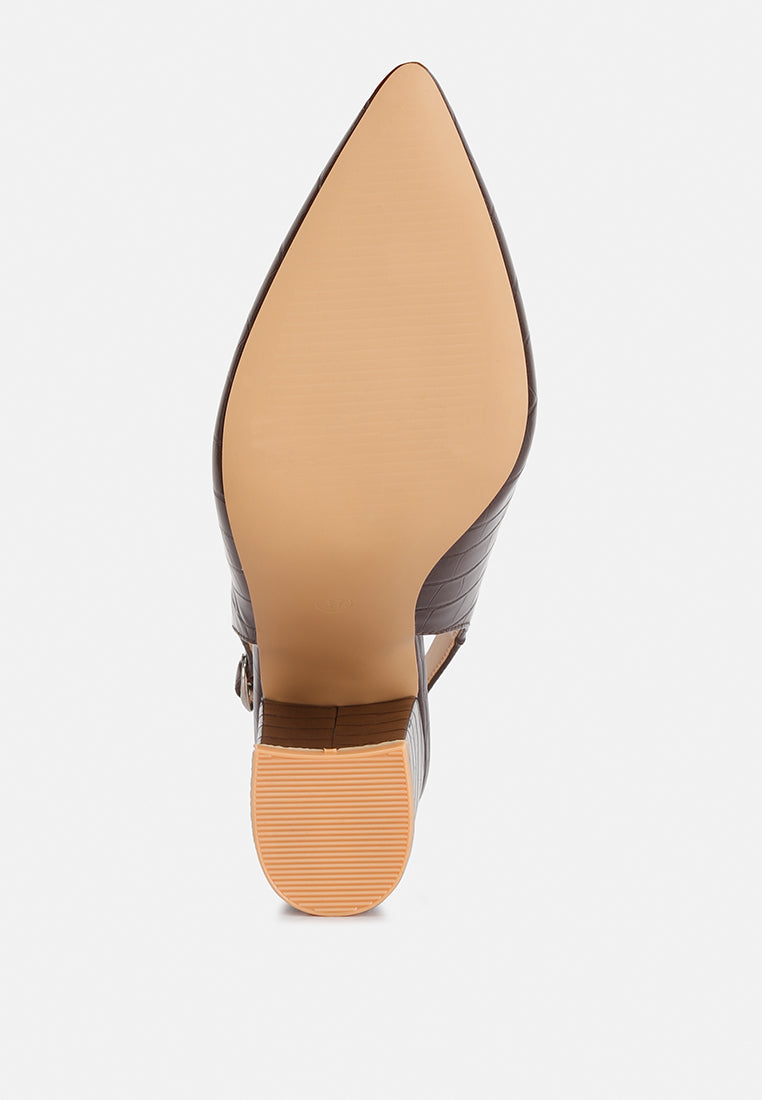 macha croctexture sling back heels#color_brown