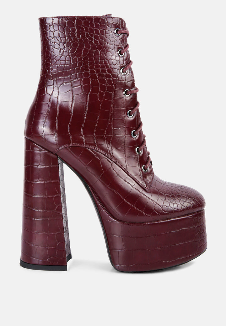 magdalence croc high block heeled boot#color_burgundy