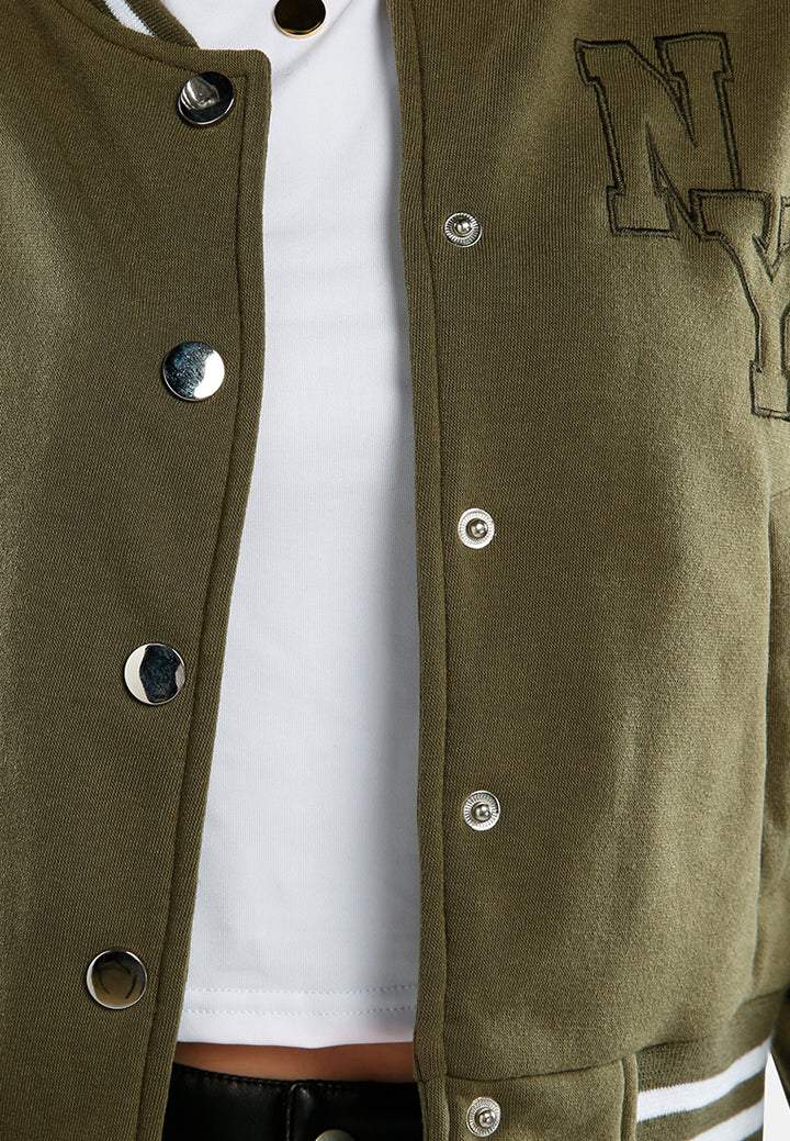 mandarin collar jersey jacket#color_olive