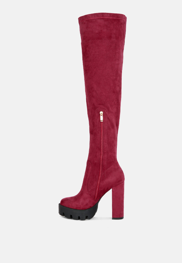 maple faux suede long boots by ruw#color_burgundy