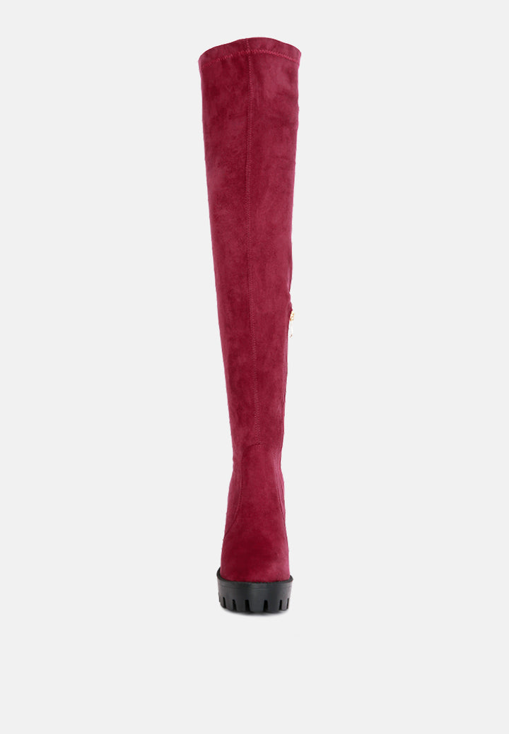 maple faux suede long boots by ruw#color_burgundy