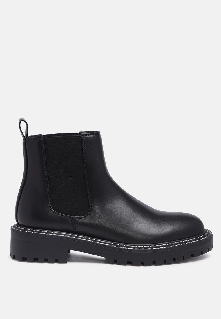 mauritta stitch line detail chelsea boots#color_black