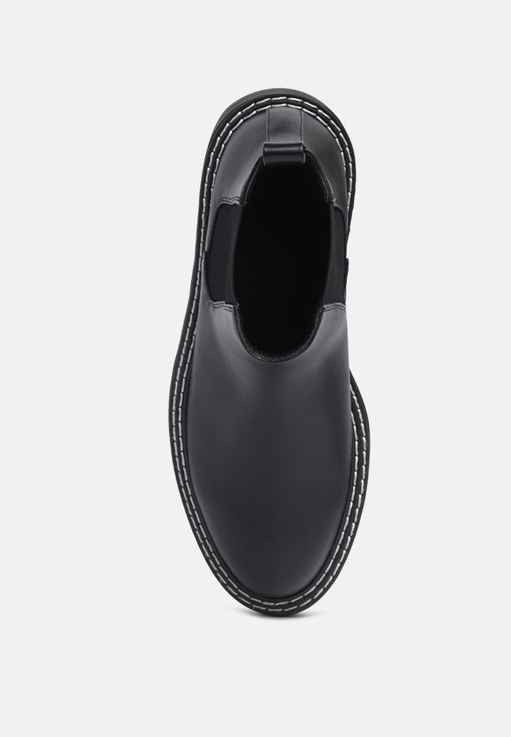 mauritta stitch line detail chelsea boots#color_black