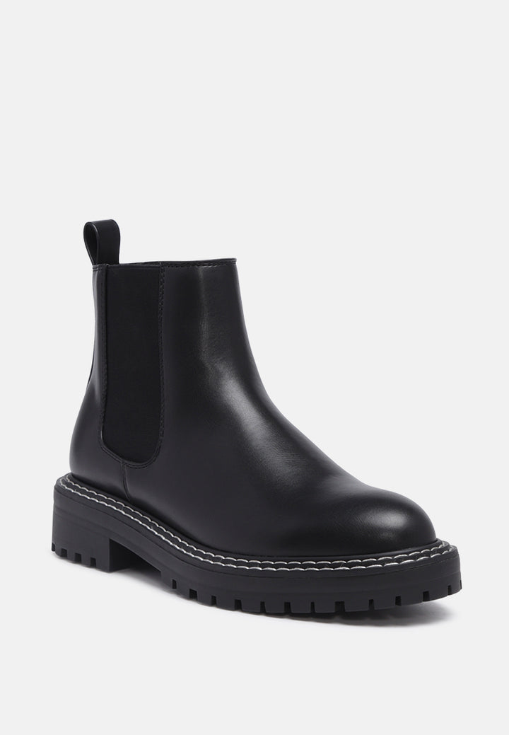 mauritta stitch line detail chelsea boots#color_black
