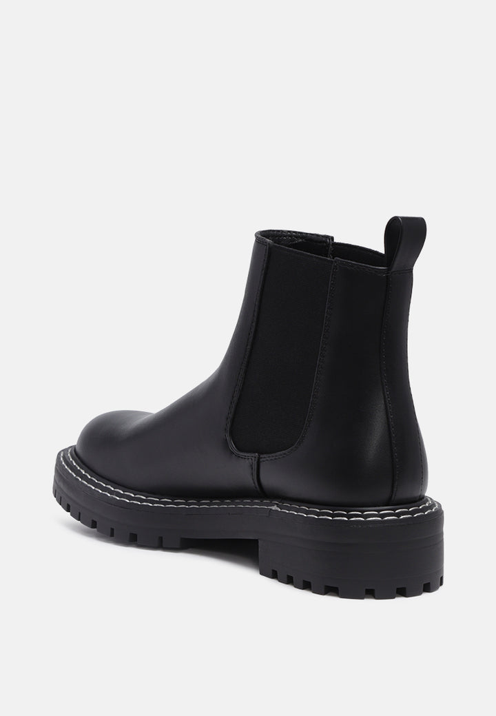 mauritta stitch line detail chelsea boots#color_black