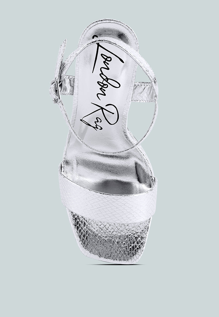 merengue metallic high block heel sandals#color_silver