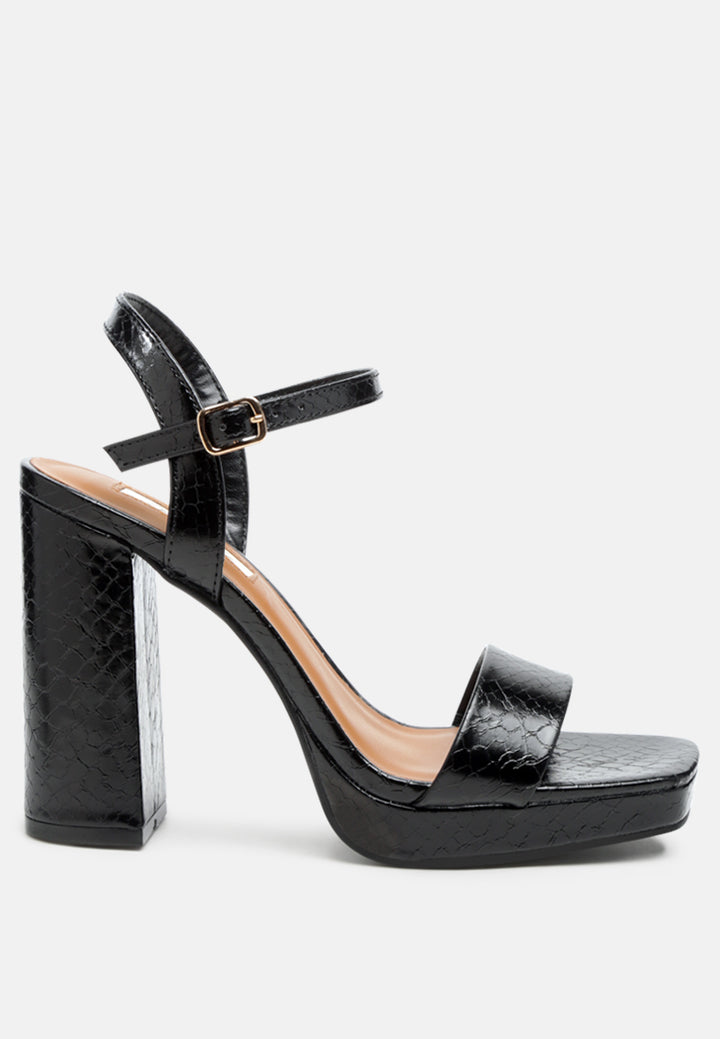 merengue metallic high block heel sandals#color_black