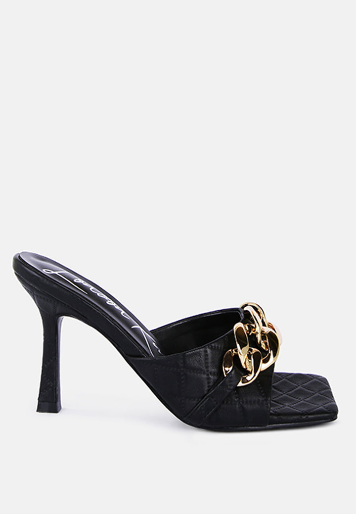 mermaid quilted metallic chain embellished sandals by ruw#color_black
