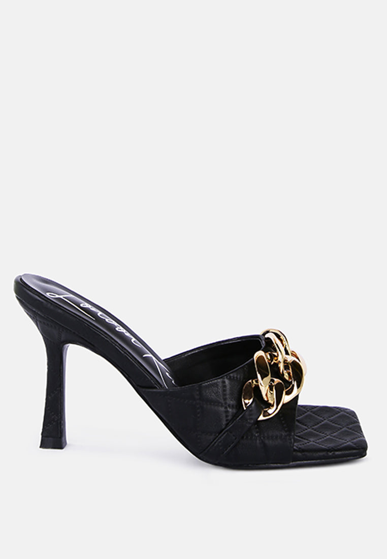 mermaid quilted metallic chain embellished sandals by ruw#color_black