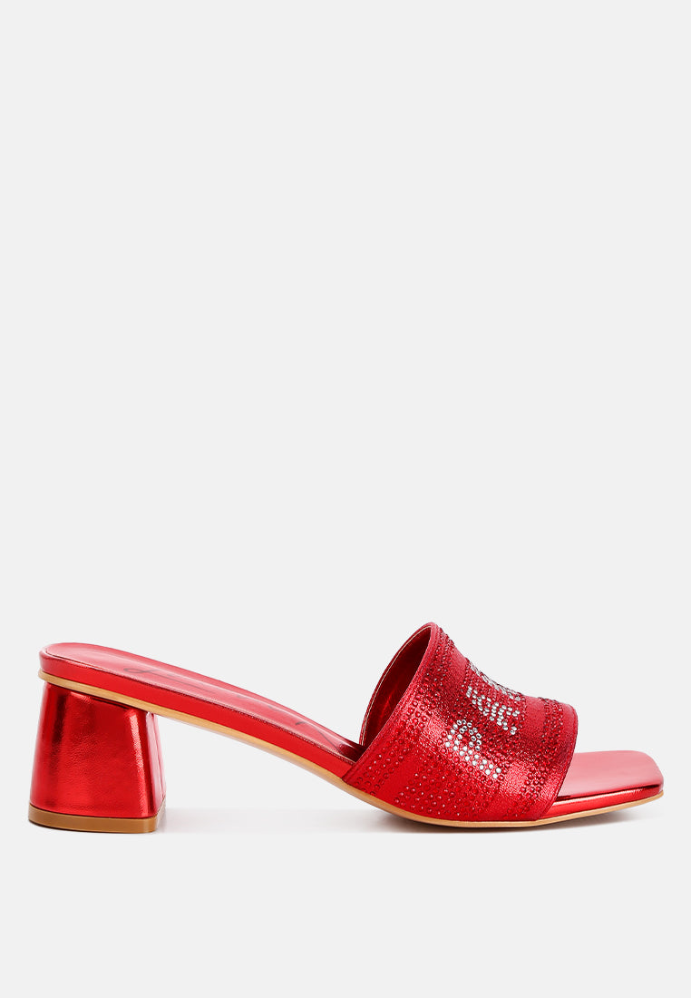 diamante embellished paris sandals by ruw#color_red