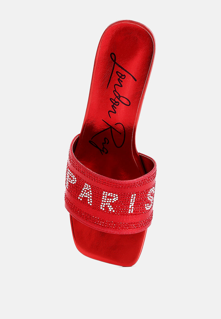 diamante embellished paris sandals by ruw#color_red