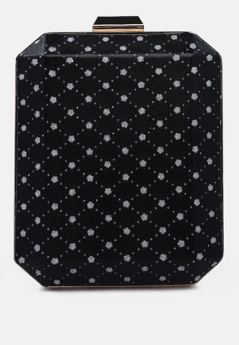 metallic cut out clutch bag#color_black