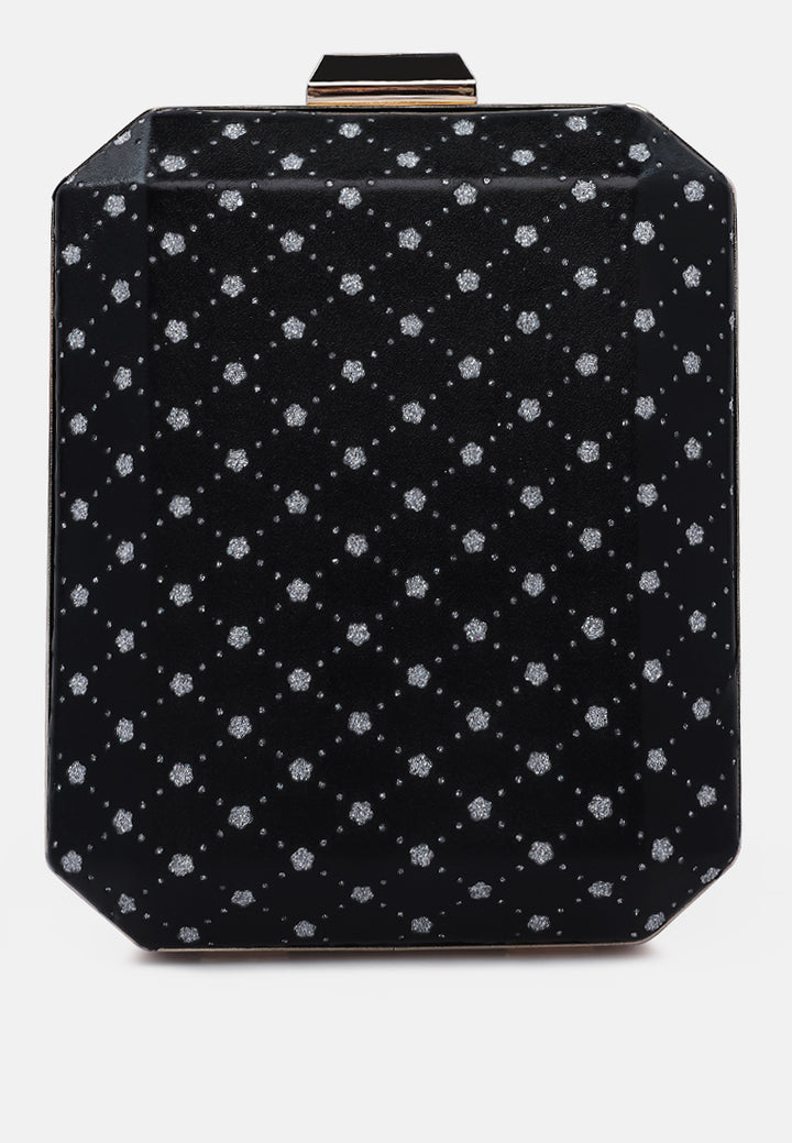 metallic cut out clutch bag#color_black