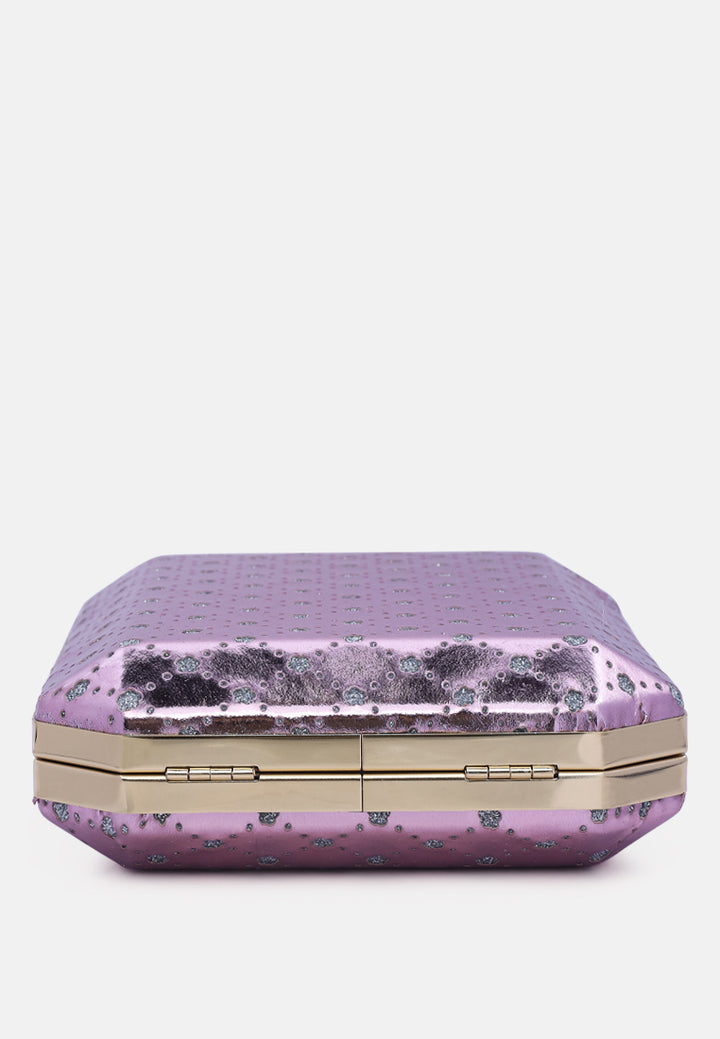 metallic cut out clutch bag#color_pink