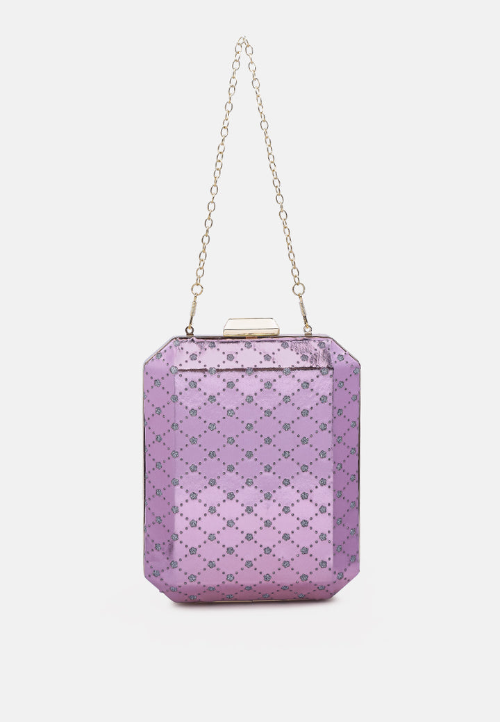 metallic cut out clutch bag#color_pink