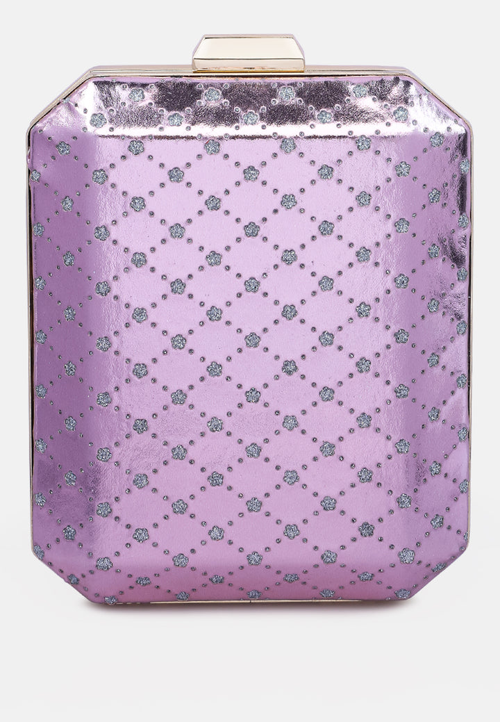 metallic cut out clutch bag#color_pink