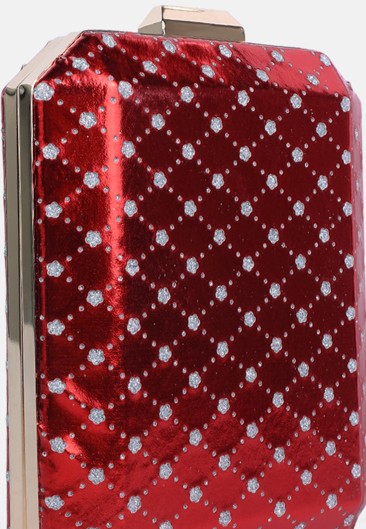 metallic cut out clutch bag#color_red