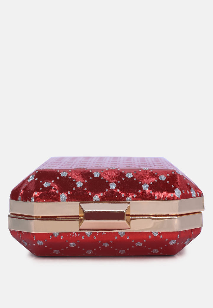 metallic cut out clutch bag#color_red