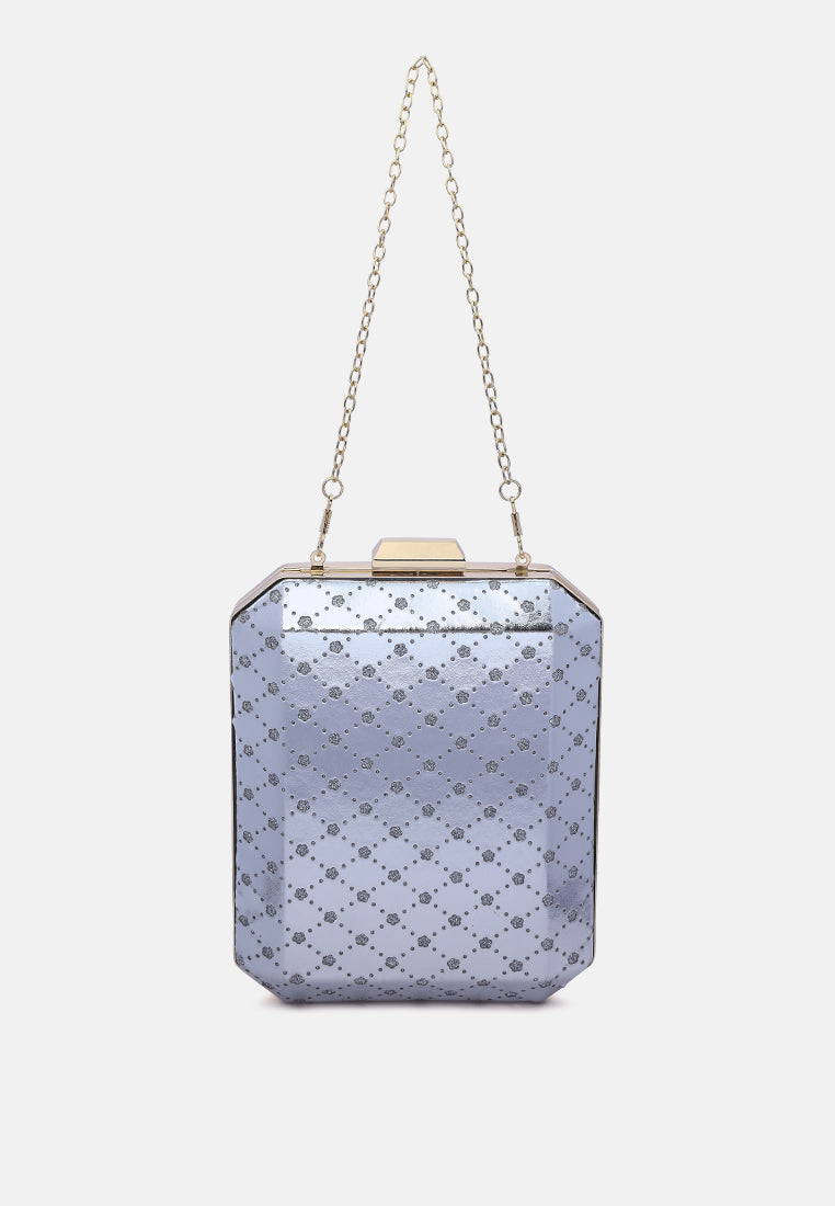 metallic cut out clutch bag#color_silver