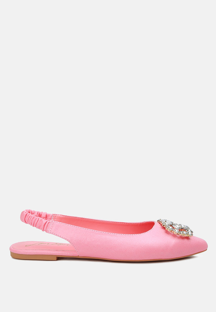 Metallic Diamante flats Mules#color_blush