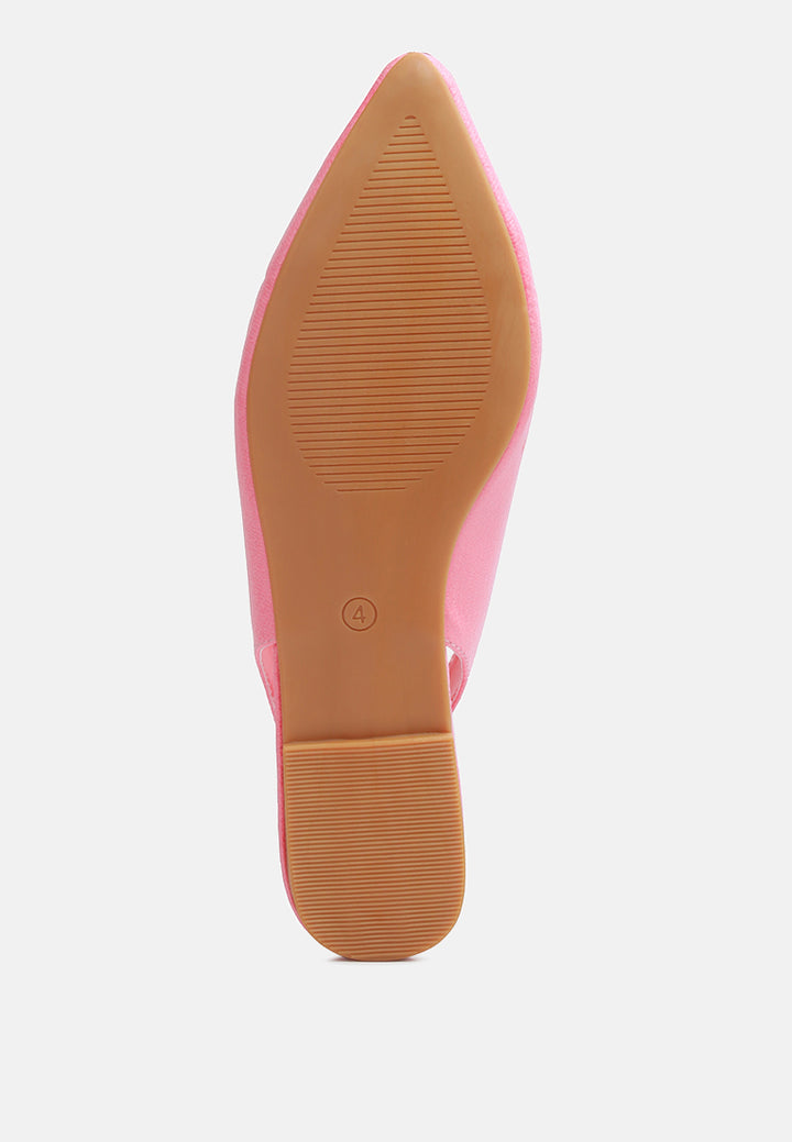 Metallic Diamante flats Mules#color_blush