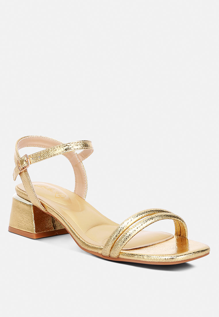 metallic strap block heels by ruw#color_gold