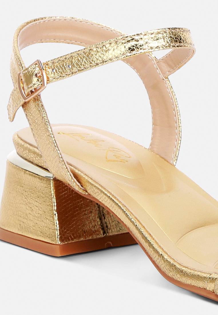 metallic strap block heels by ruw#color_gold