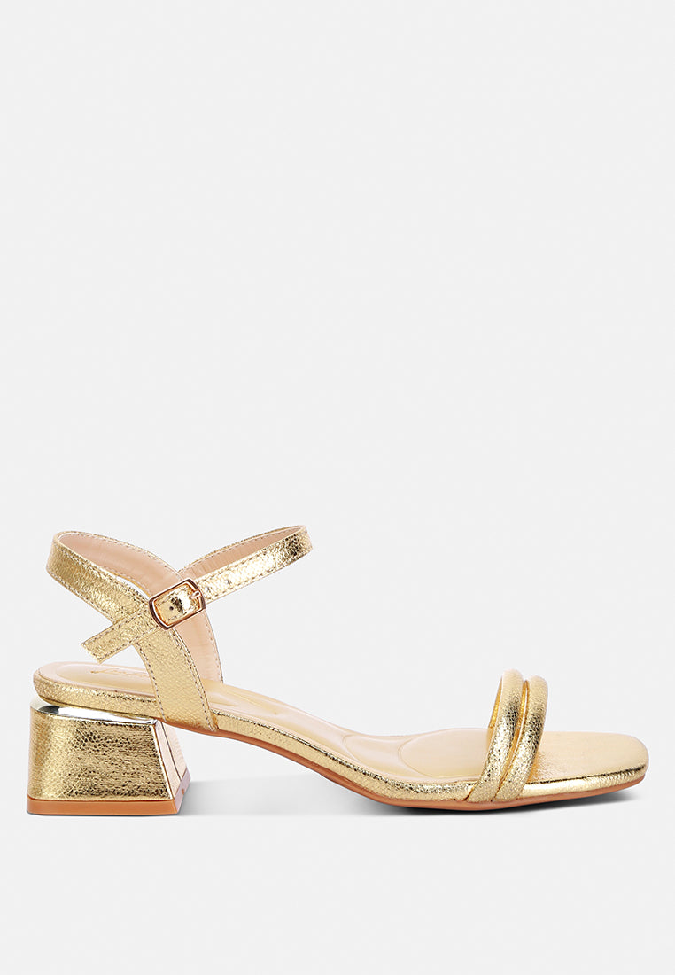 metallic strap block heels by ruw#color_gold