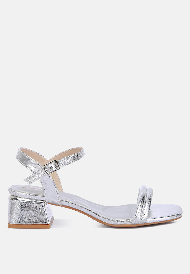 metallic strap block heels by ruw#color_silver