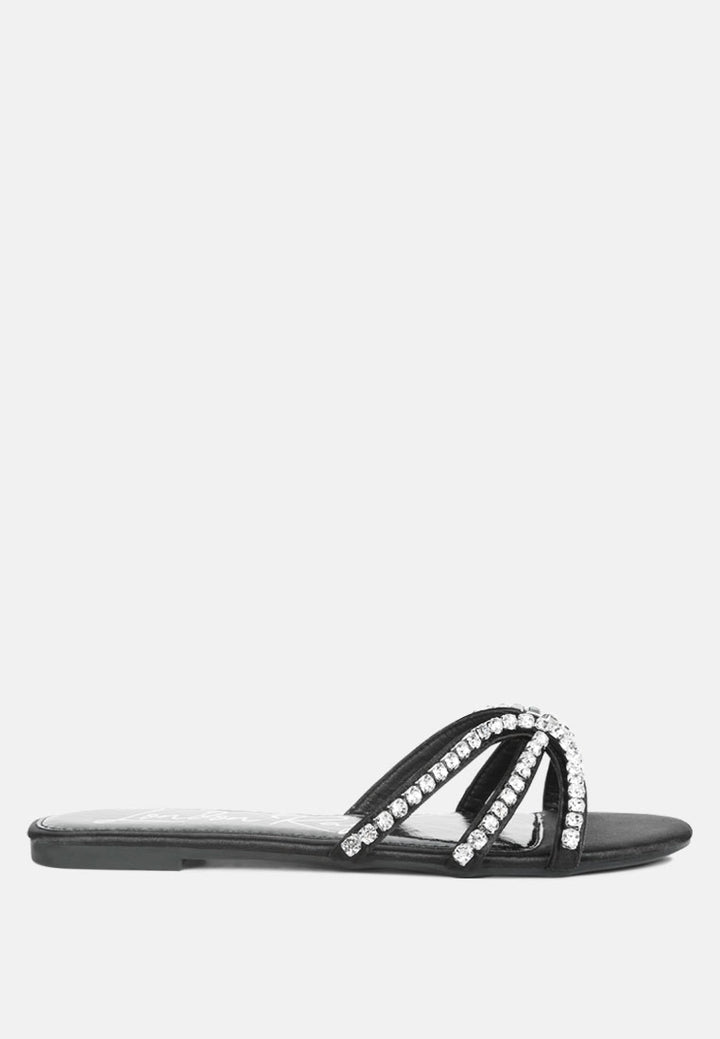 mezzie diamante embellished flat sandals by ruw#color_black