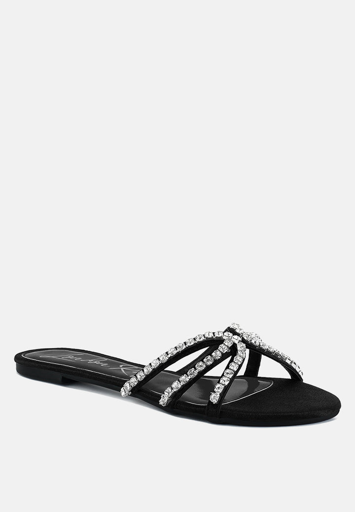 mezzie diamante embellished flat sandals by ruw#color_black