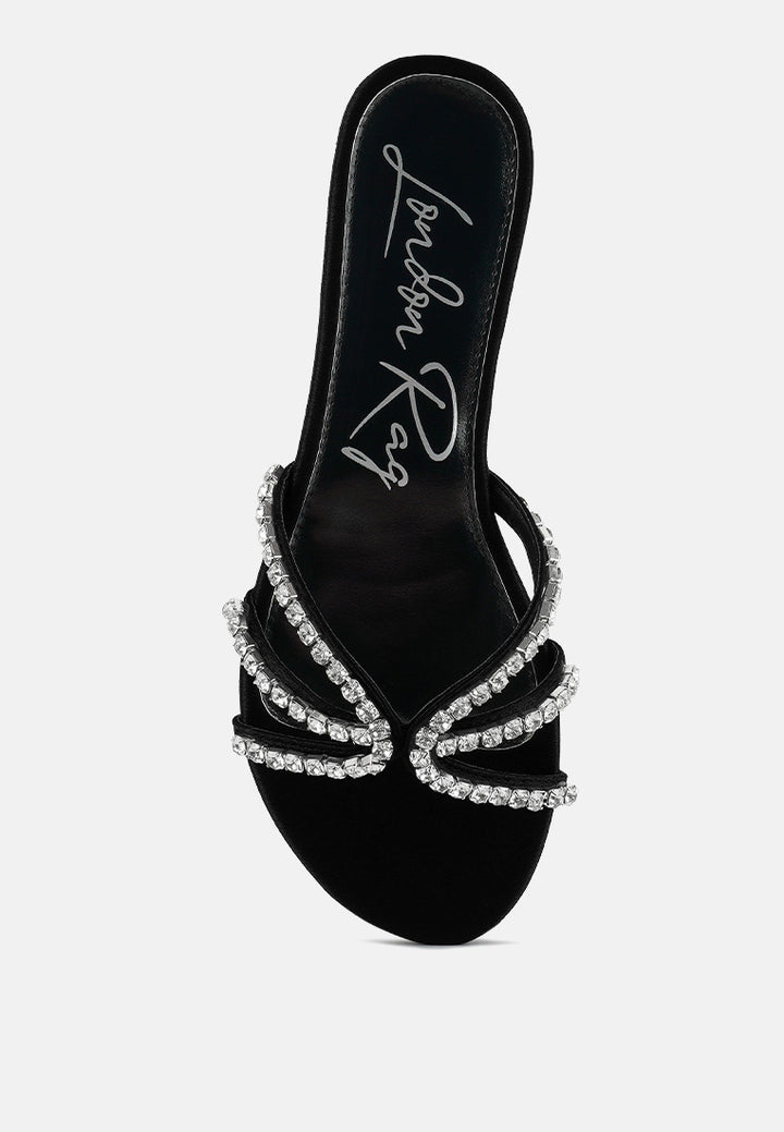 mezzie diamante embellished flat sandals by ruw#color_black