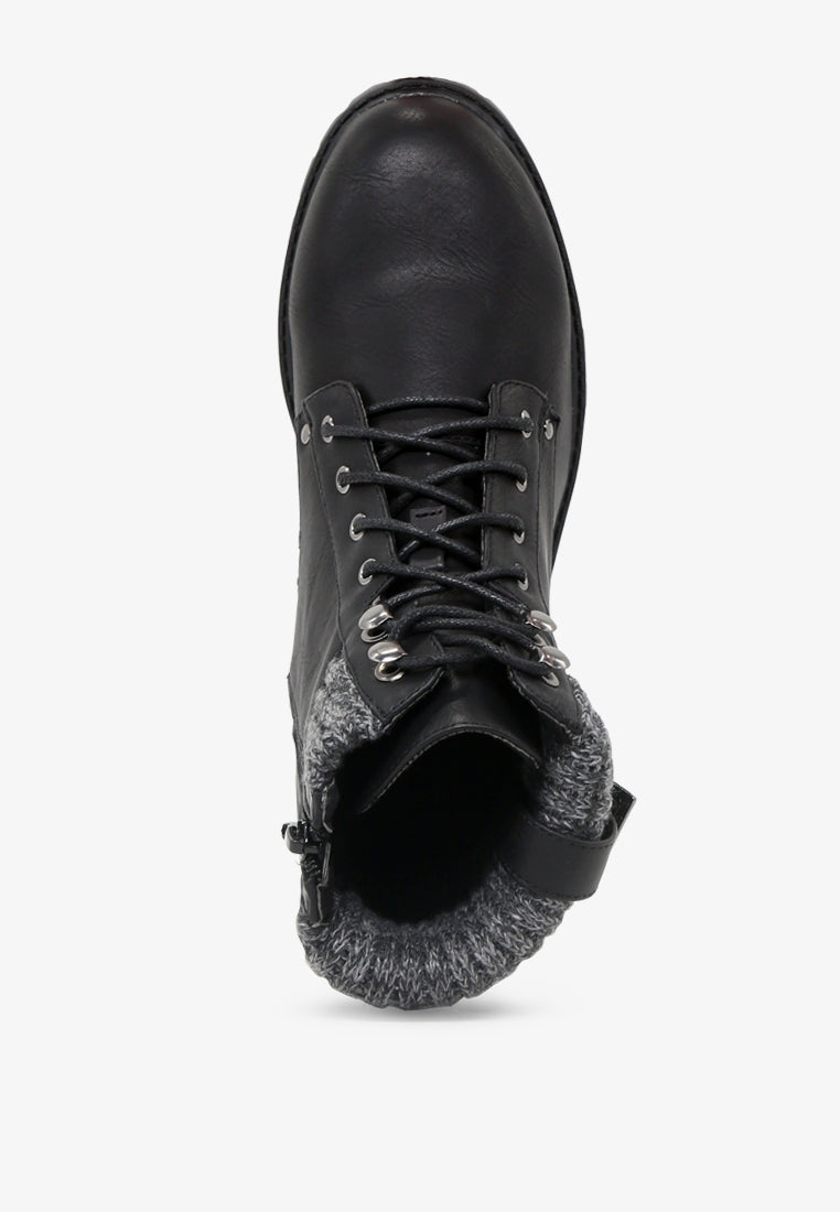 michael lace-up ankle boots with wool collar#color_black