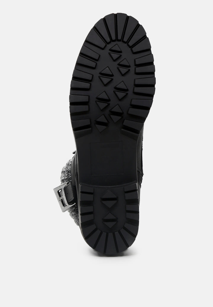 michael lace-up ankle boots with wool collar#color_black