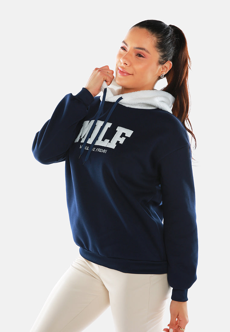 milf (man i love friday) embroidered hoodie#color_navy