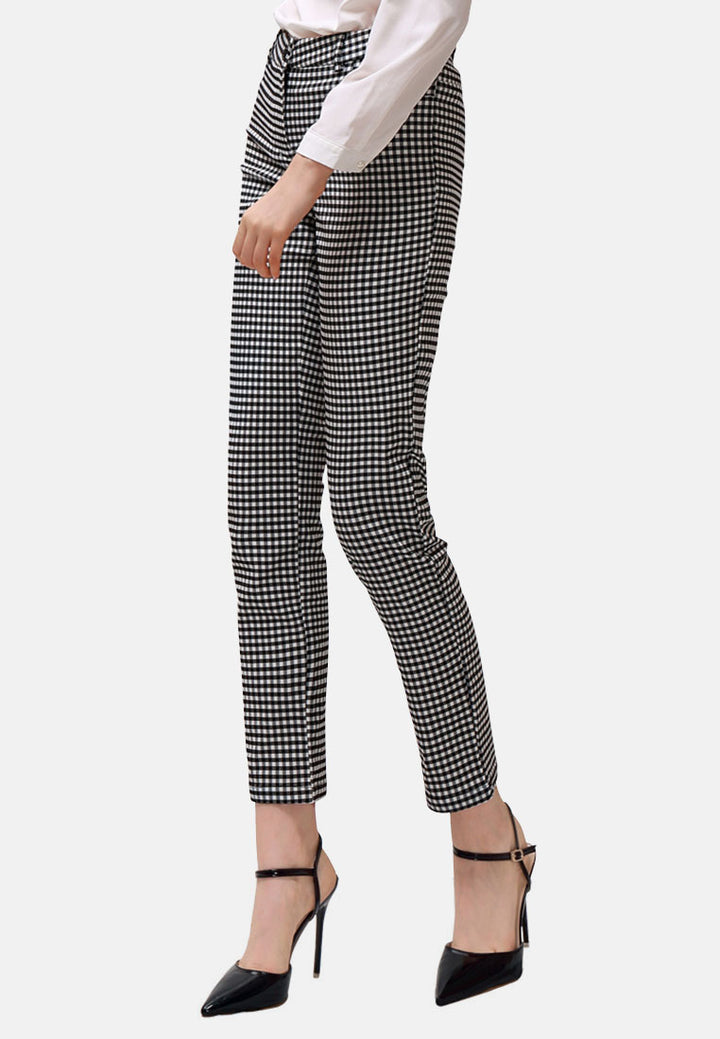 mini checks straight trousers#color_grey