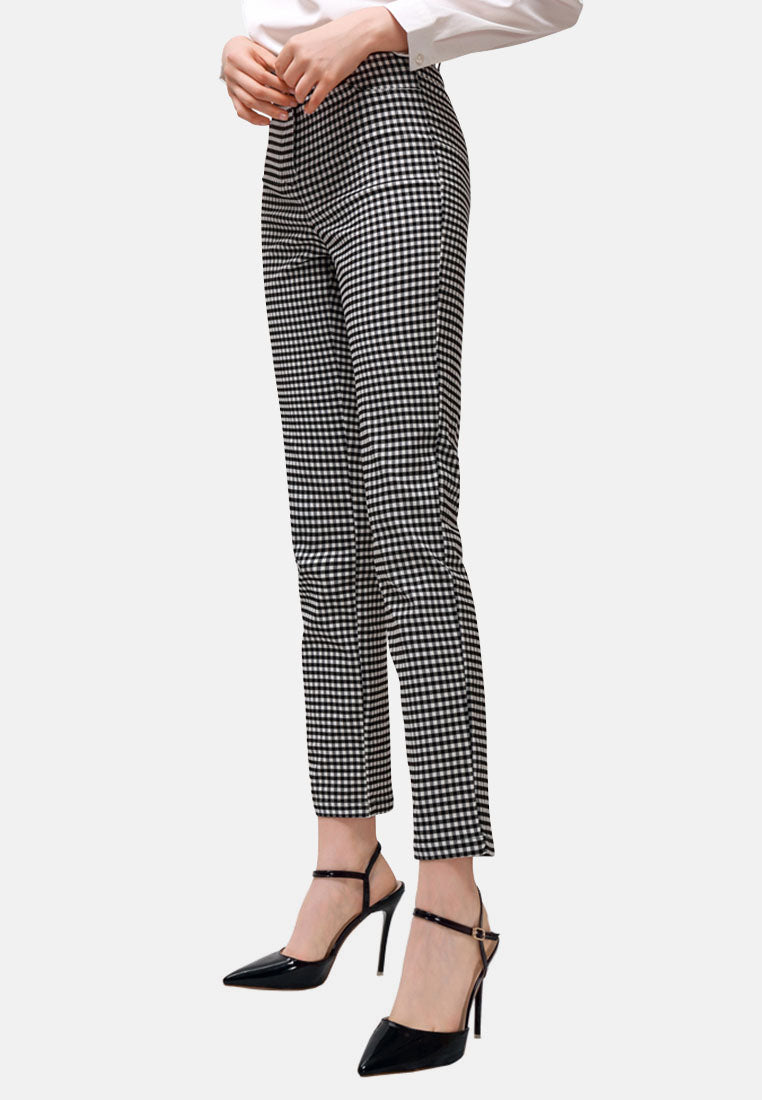 mini checks straight trousers#color_grey