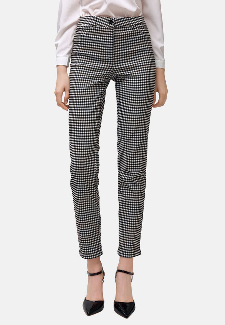 mini checks straight trousers#color_grey