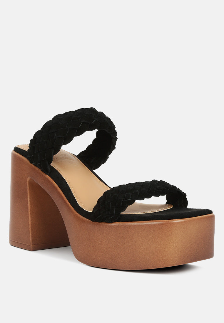 misaki woven suede strap platform sandals by ruw#color_black