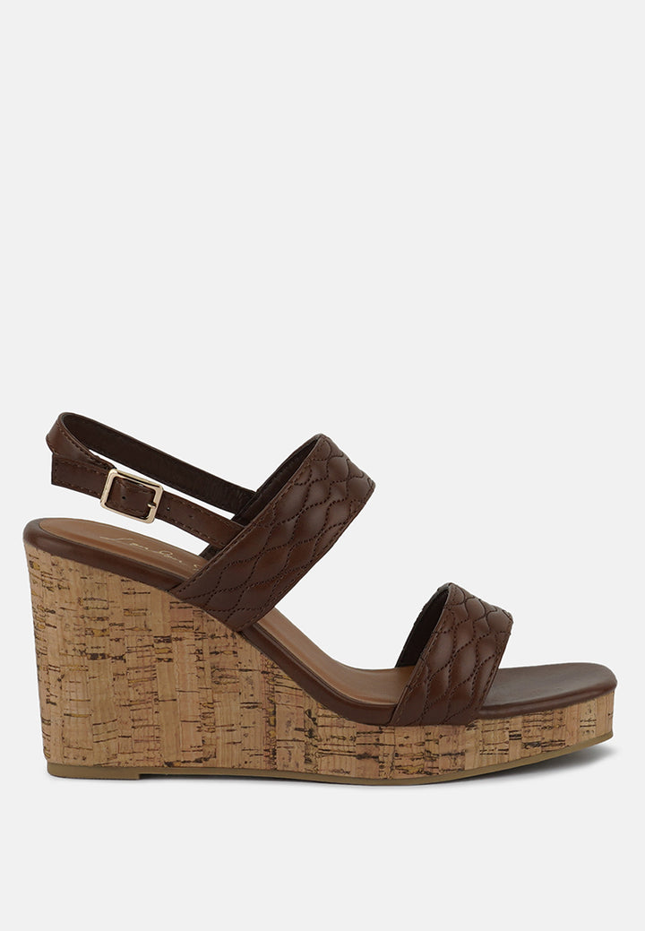 mohana quilted high wedge heel sandals#color_brown