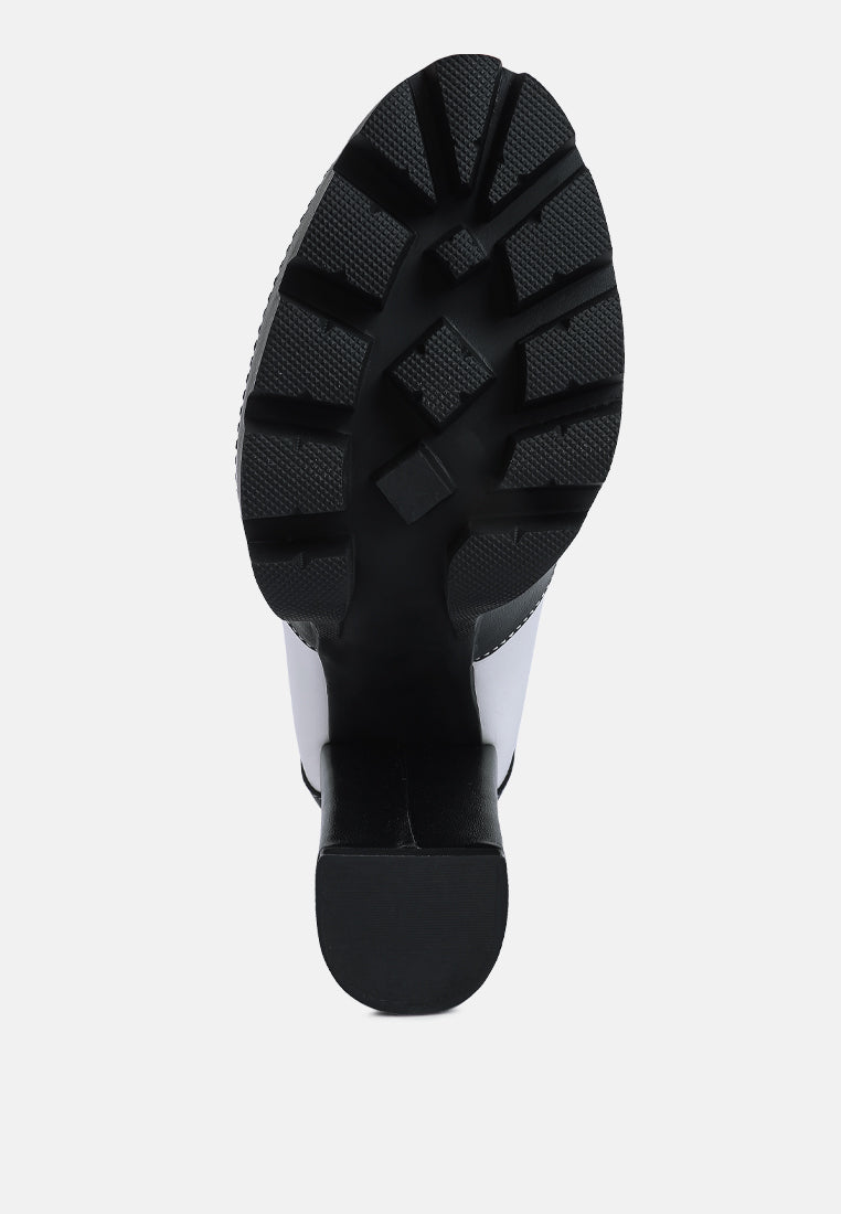 moos block heel lace up boots by ruw#color_black-white