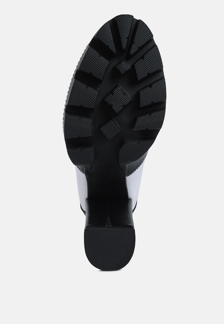 moos block heel lace up boots by ruw#color_black-white