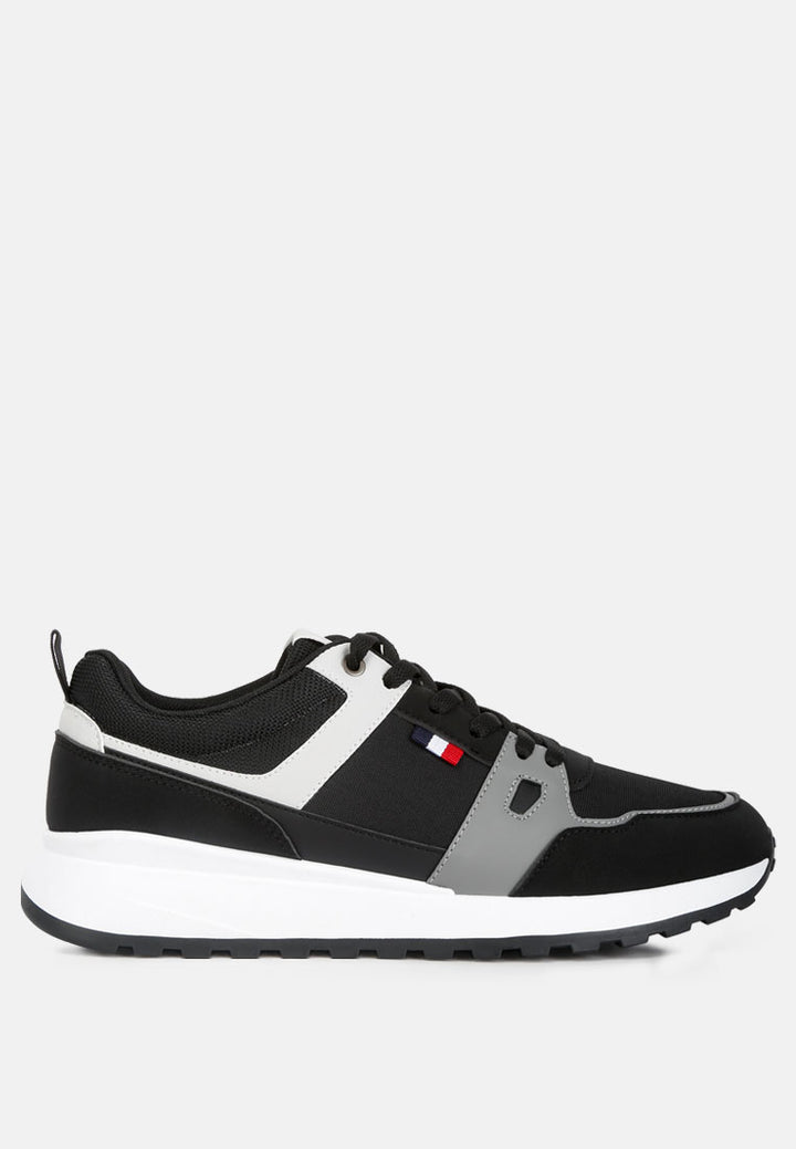 multicolour patchwork casual sneakers#color_black