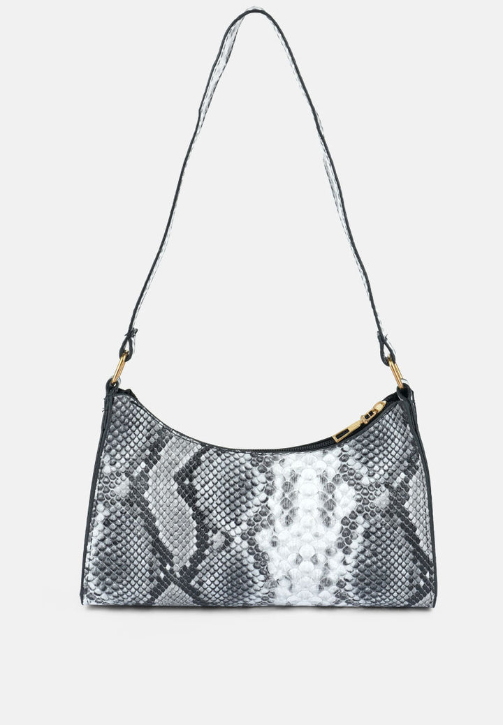 multi mini snake print baguette bag#color_grey