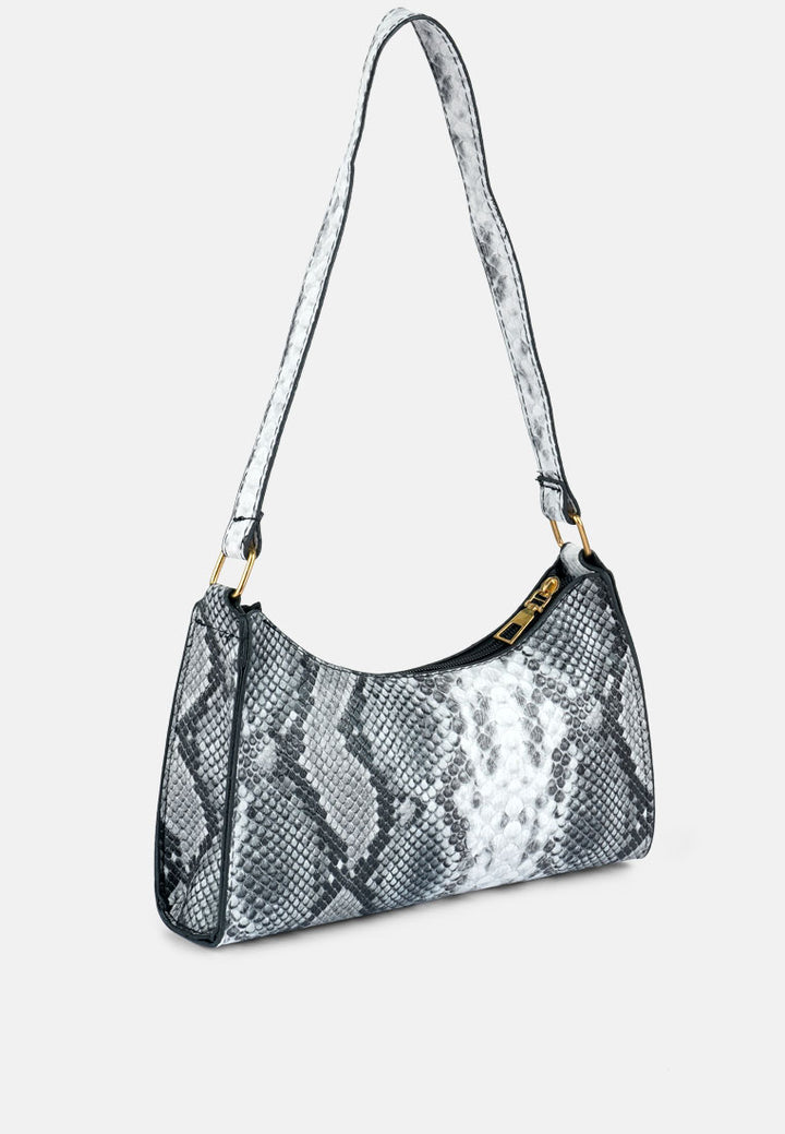 multi mini snake print baguette bag#color_grey