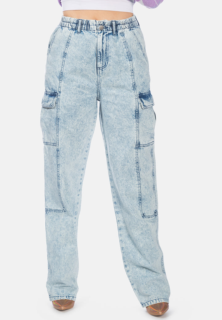 multi panel washed denim pants#color_light-blue